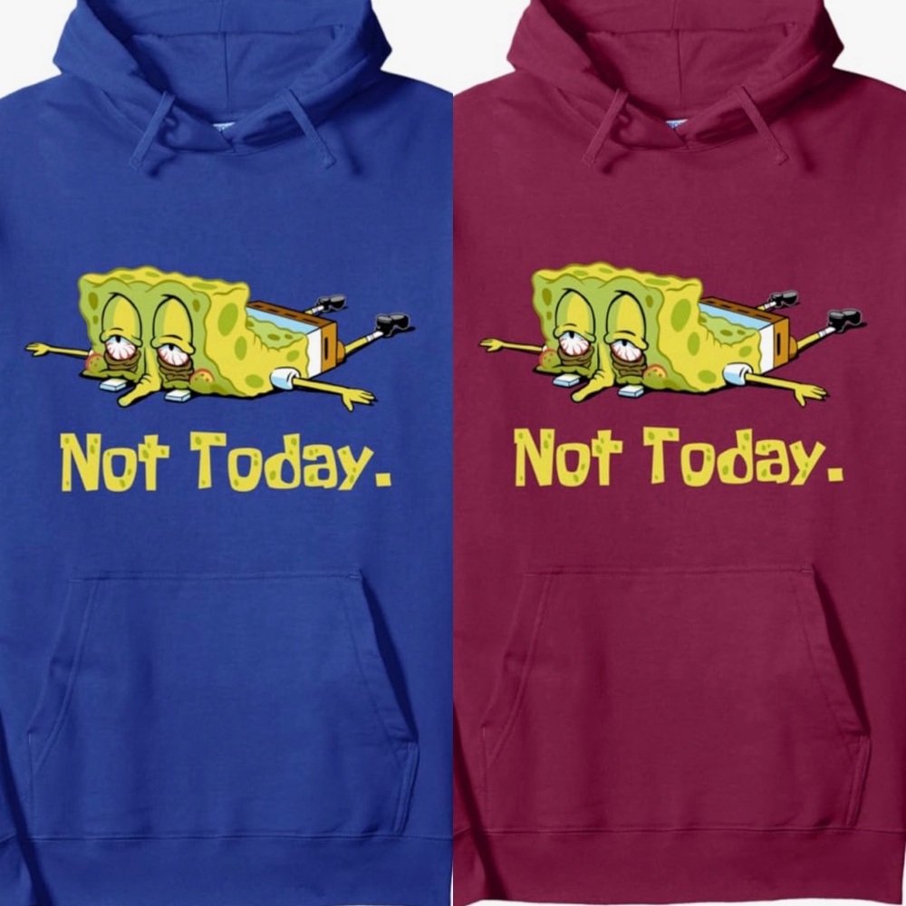 SpongeBob 'Not Today' Hoodie in Blue and Red